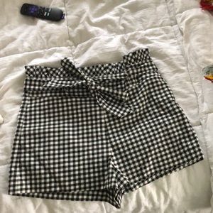 Zara plaid high waisted tie shorts